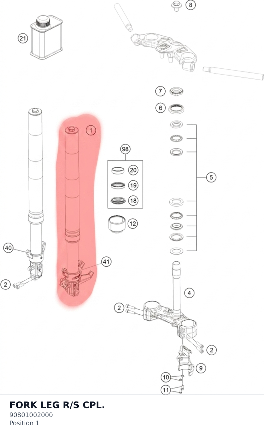 Diagram preview: FORK LEG R/S CPL. (90801002000)