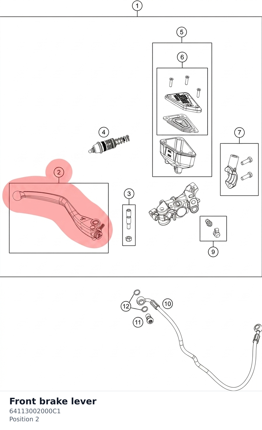 Diagram preview: Front brake lever (64113002000C1)