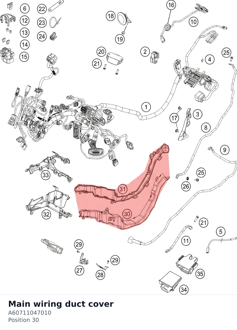 Diagram preview: Main wiring duct cover (A60711047010)