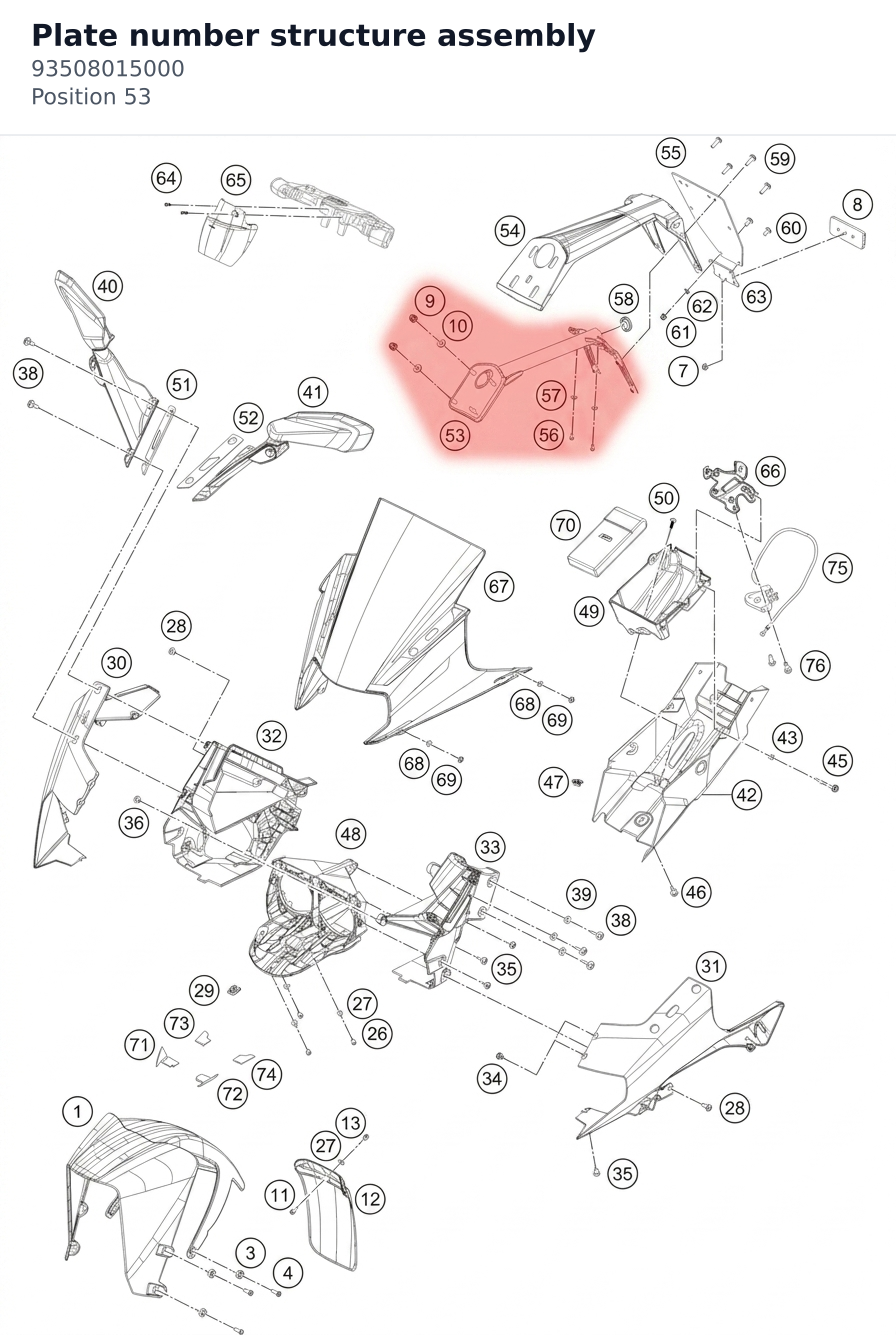 Diagram preview: Plate number structure assembly (93508015000)