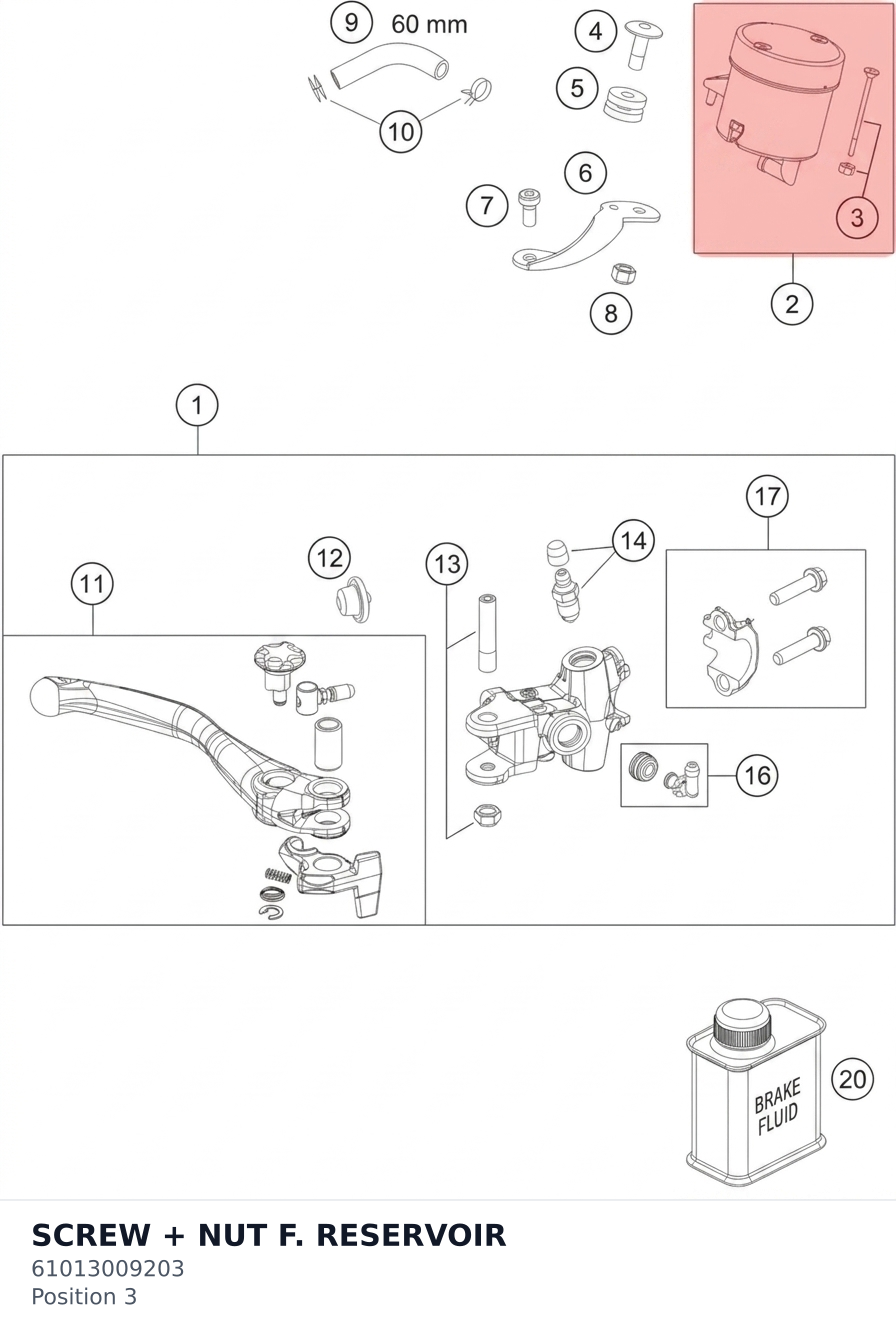 Diagram preview: SCREW + NUT F. RESERVOIR (61013009203)