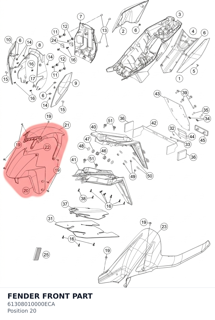 Diagram preview: FENDER FRONT PART (61308010000ECA)