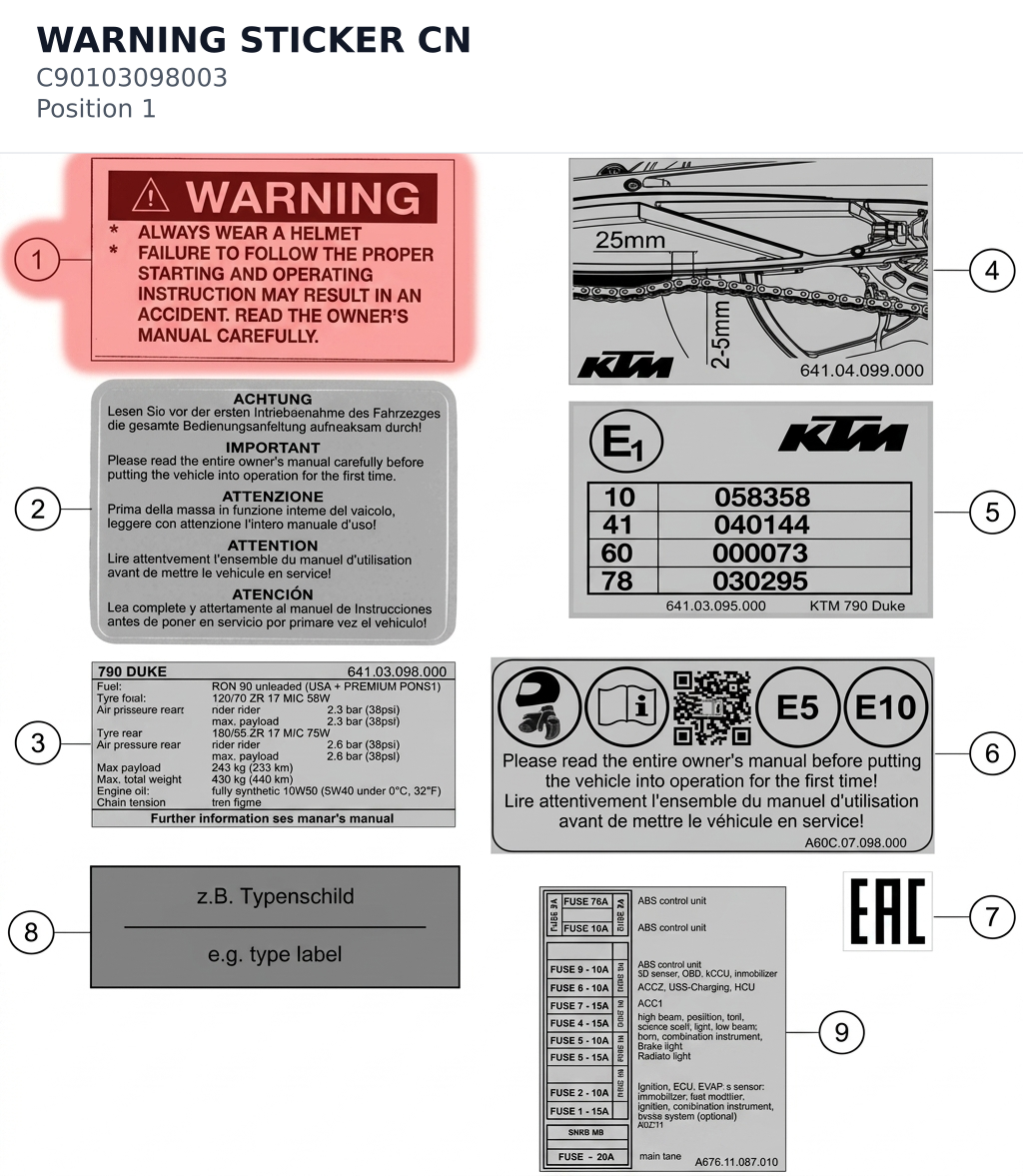 Diagram preview: WARNING STICKER CN (C90103098003)
