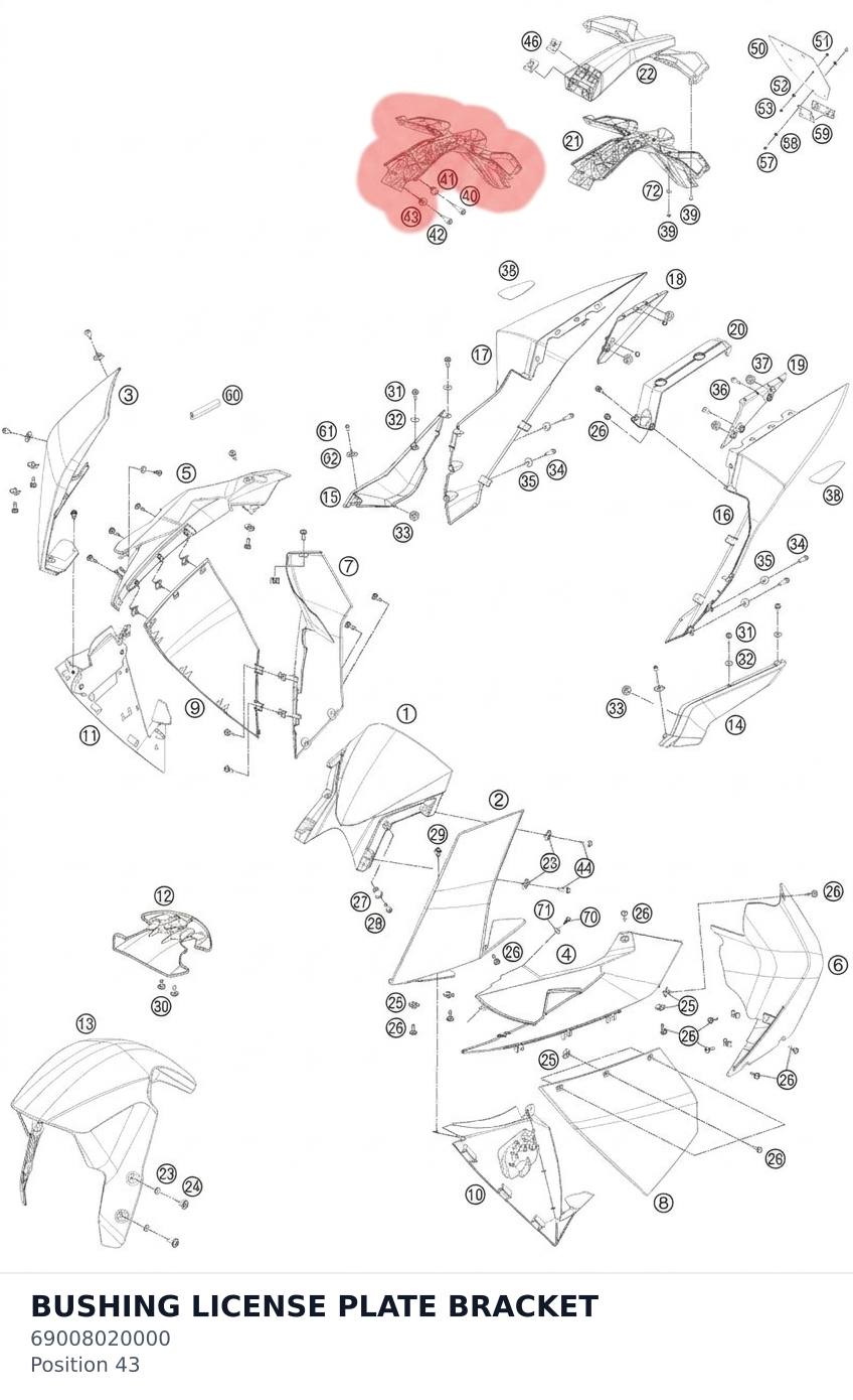 Diagram preview: BUSHING LICENSE PLATE BRACKET (69008020000)