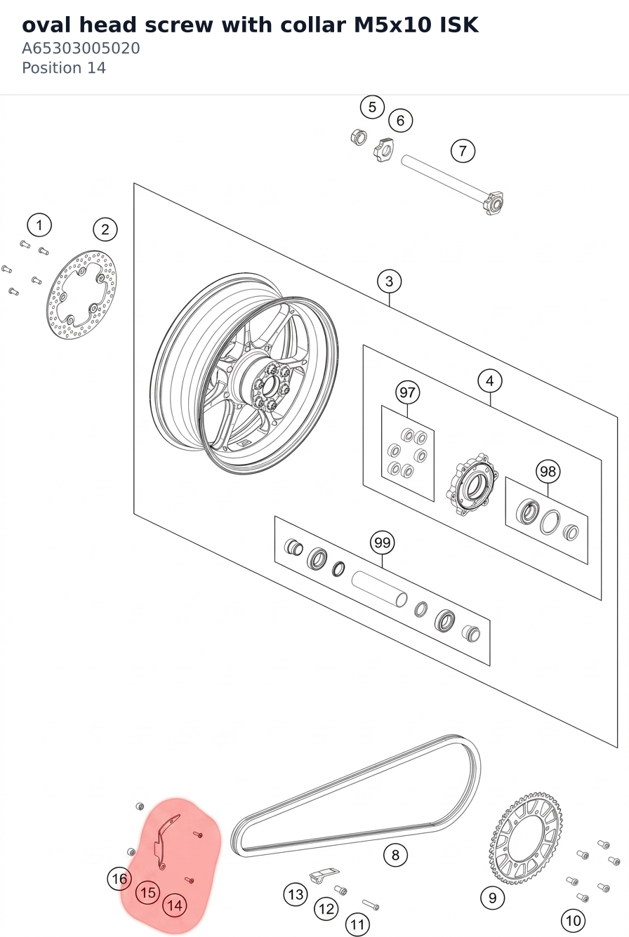 Diagram preview: oval head screw with collar M5x10 ISK (A65303005020)