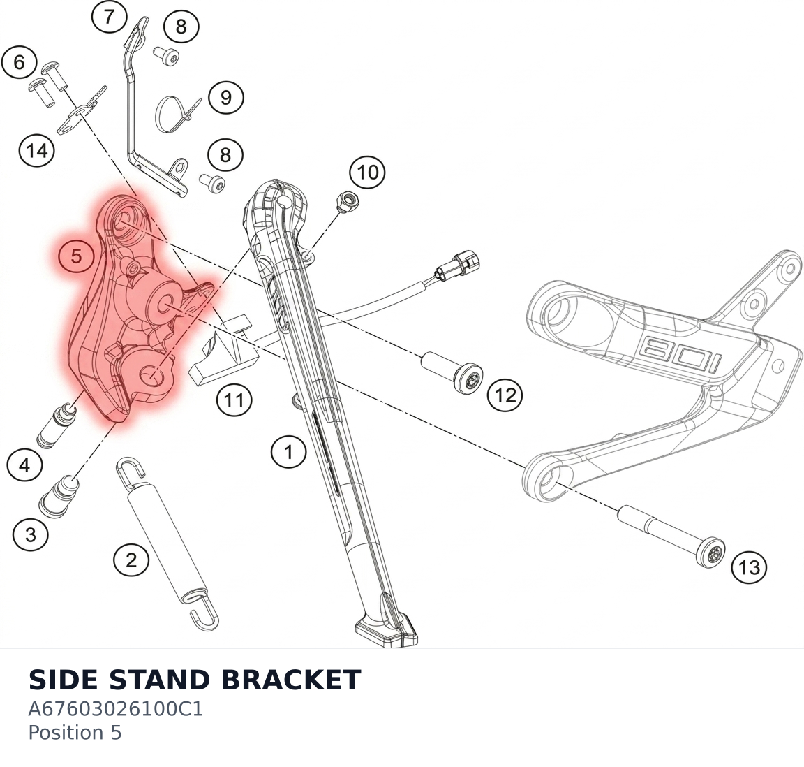 Diagram preview: SIDE STAND BRACKET (A67603026100C1)