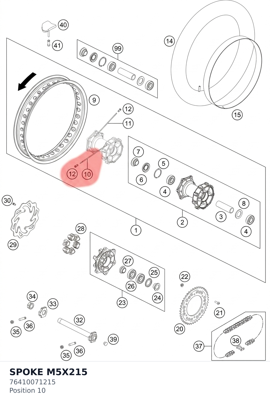 Diagram preview: SPOKE M5X215 (76410071215)