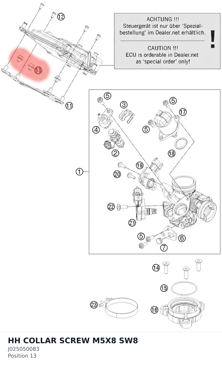 Diagram preview: HH COLLAR SCREW M5X8 SW8 (J025050083)