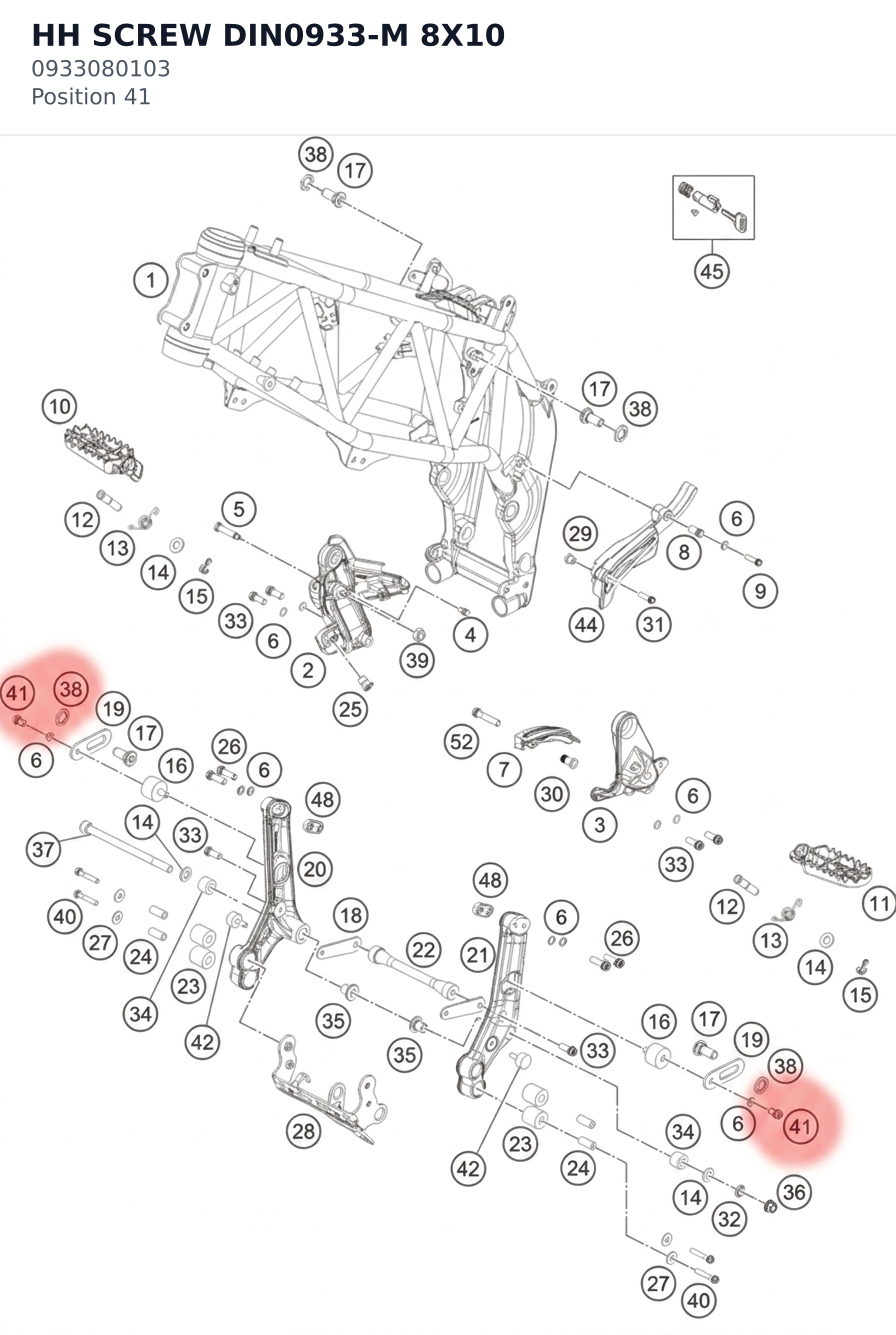 Diagram preview: HH SCREW DIN0933-M 8X10 (0933080103)