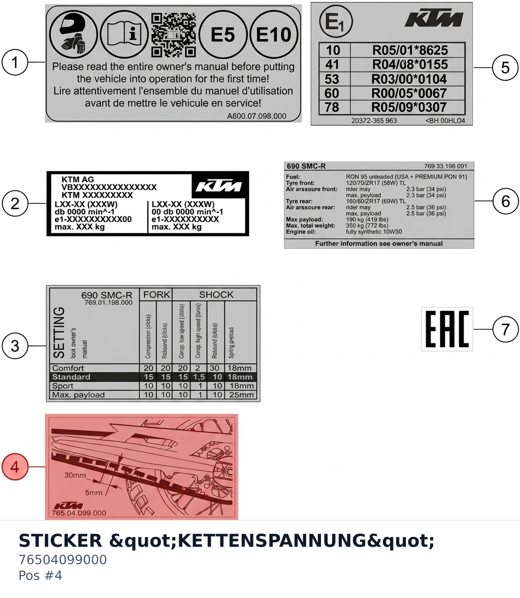 Diagram preview: STICKER "KETTENSPANNUNG" (76504099000)