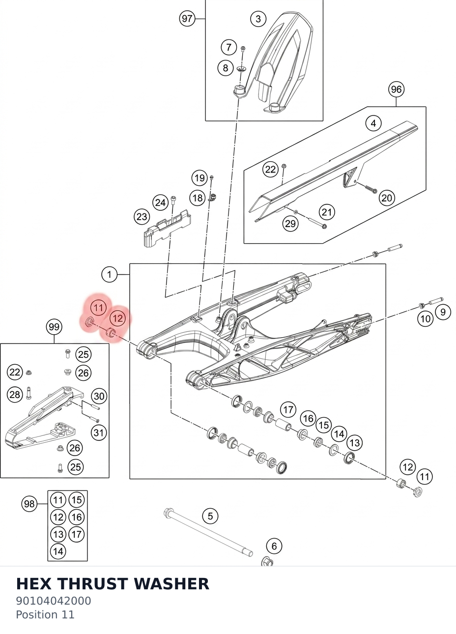 Diagram preview: HEX THRUST WASHER (90104042000)