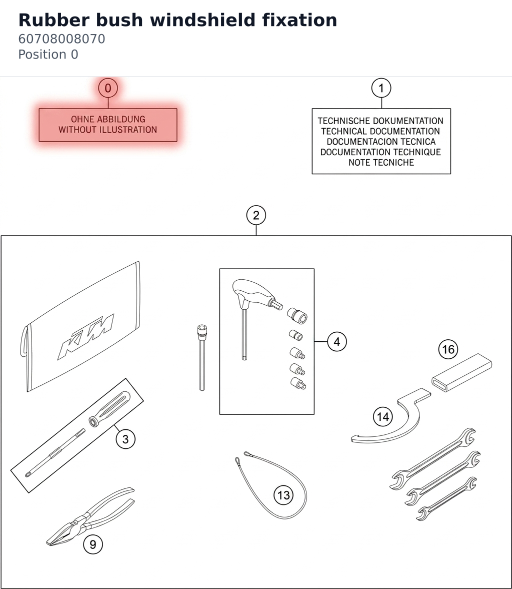 Diagram preview: Rubber bush windshield fixation (60708008070)