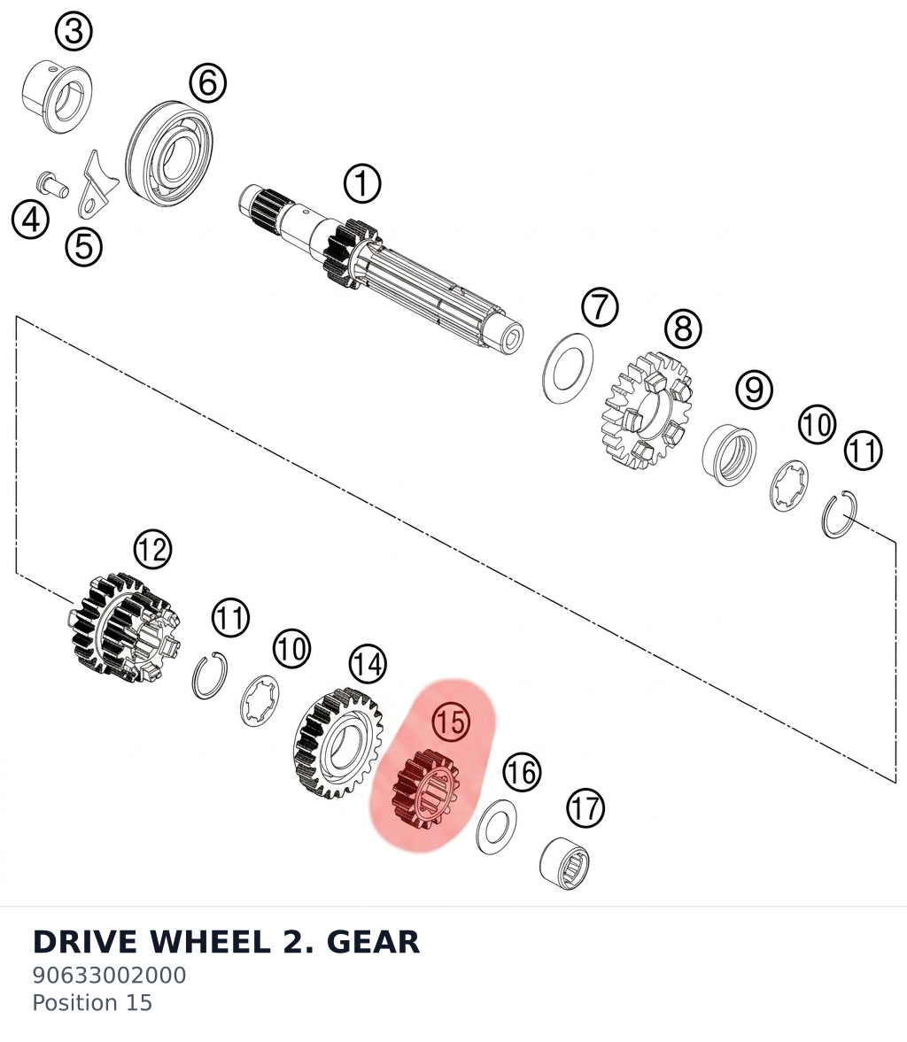 Diagram preview: DRIVE WHEEL 2. GEAR (90633002000)