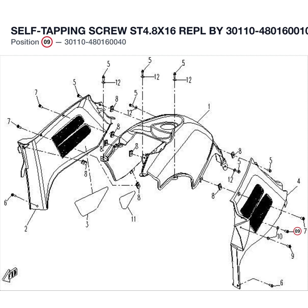 SELF-TAPPING SCREW ST4.8X16 REPL BY 30110-480160010 product image