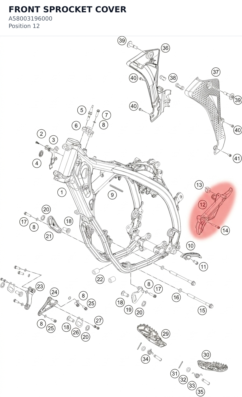 Diagram preview: FRONT SPROCKET COVER (A58003196000)