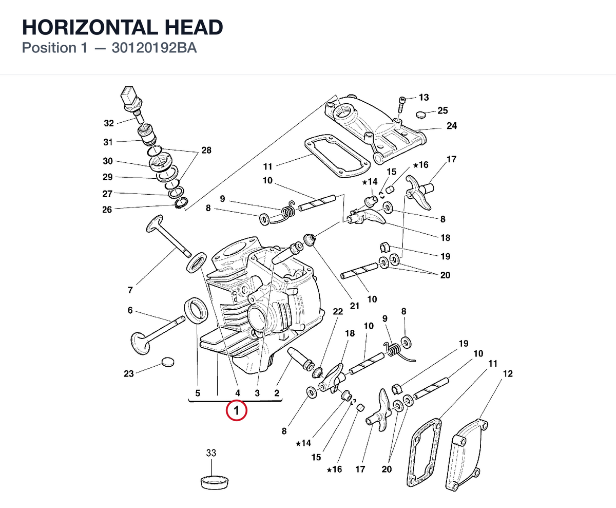 HORIZONTAL HEAD 30120192BA diagram position