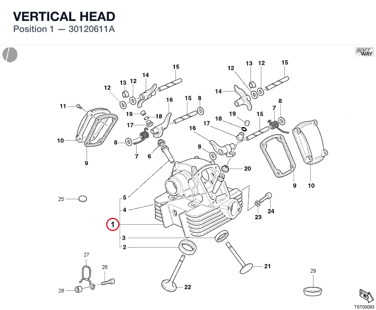 VERTICAL HEAD 30120611A diagram position