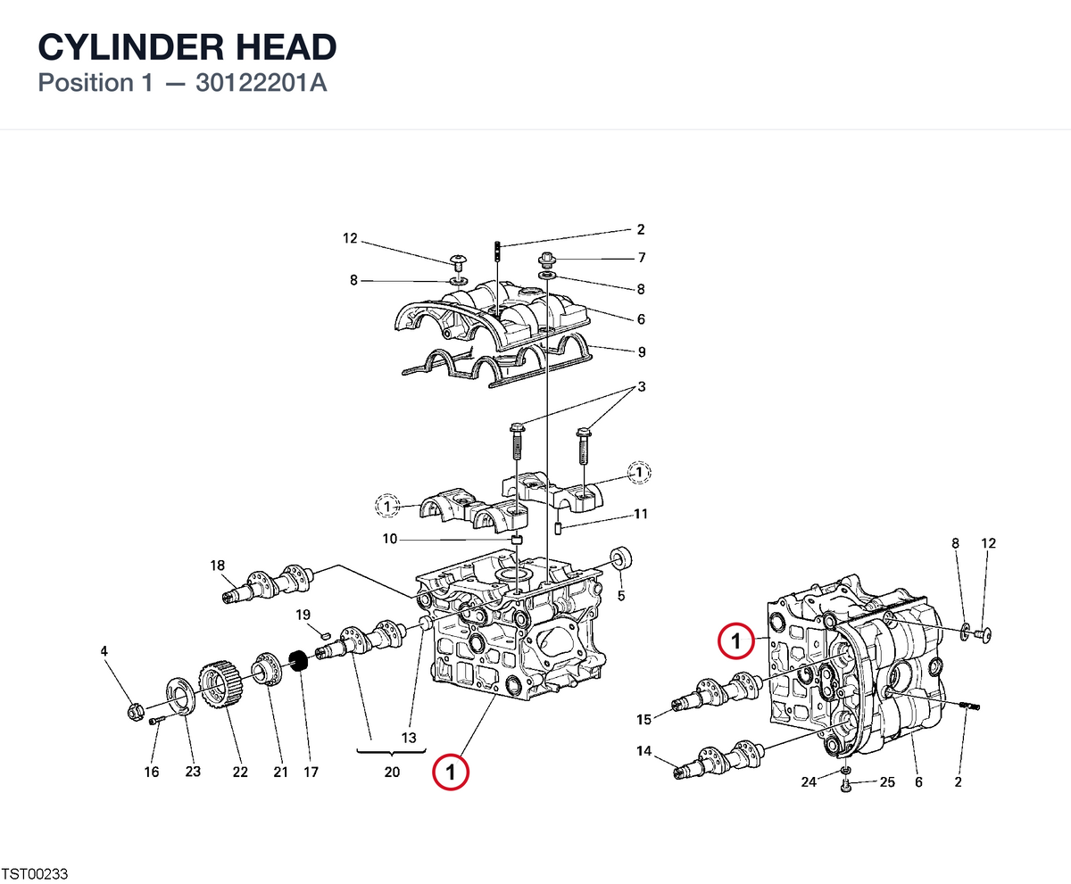 CYLINDER HEAD 30122201A diagram position