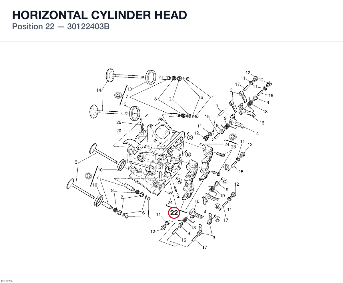 HORIZONTAL CYLINDER HEAD 30122403B diagram position