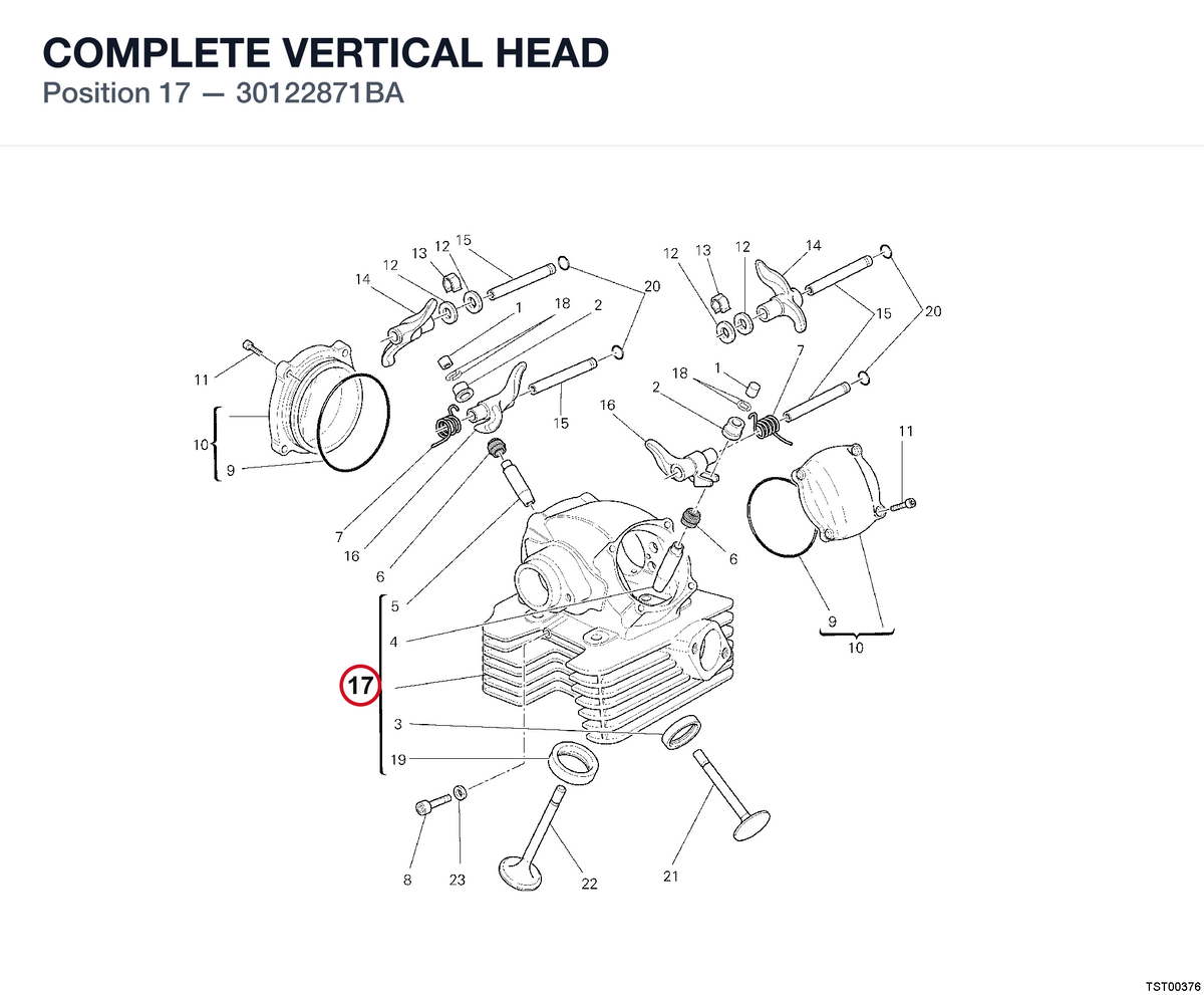 COMPLETE VERTICAL HEAD 30122871BA diagram position