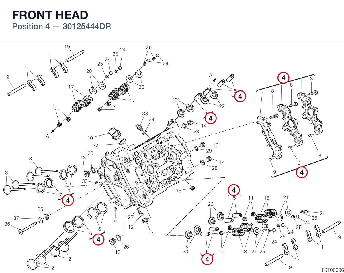 FRONT HEAD 30125444DR diagram position