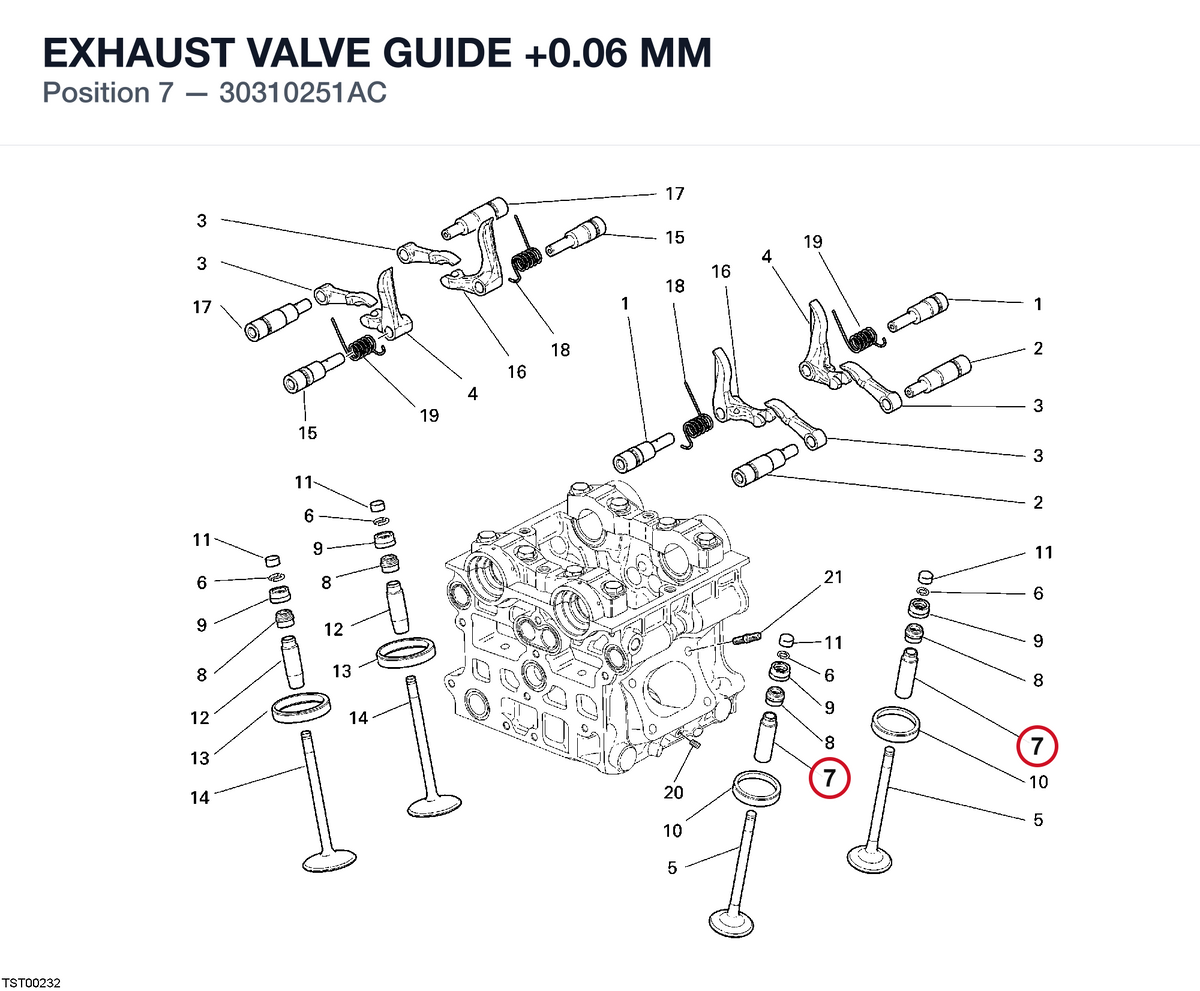 EXHAUST VALVE GUIDE +0.06 MM 30310251AC diagram position