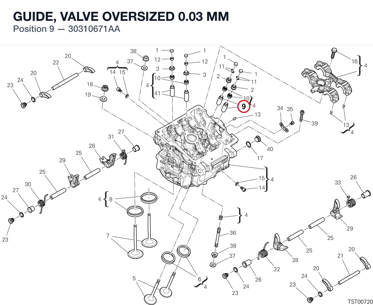 GUIDE, VALVE OVERSIZED 0.03 MM 30310671AA diagram position