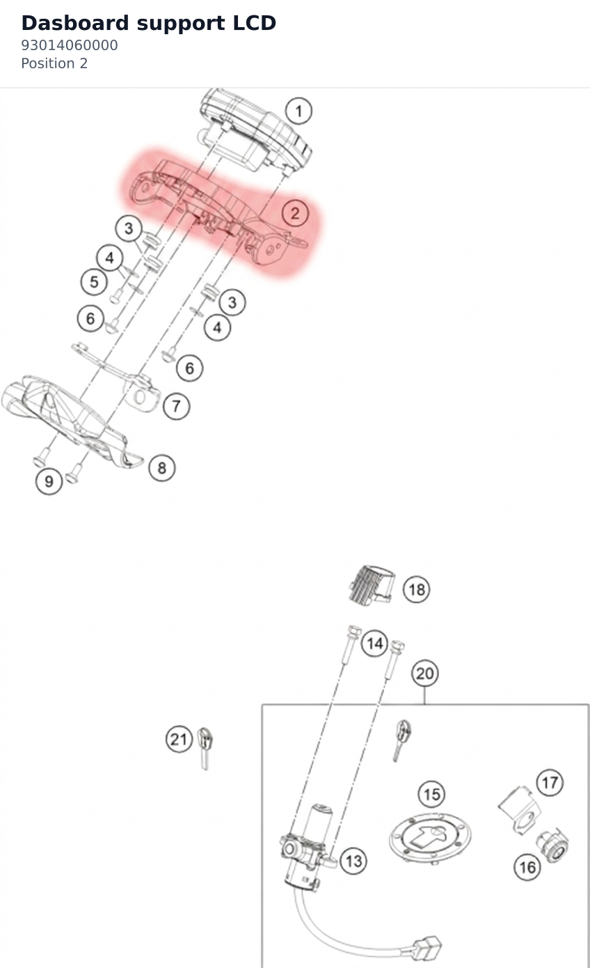 Diagram preview: Dasboard support LCD (93014060000)