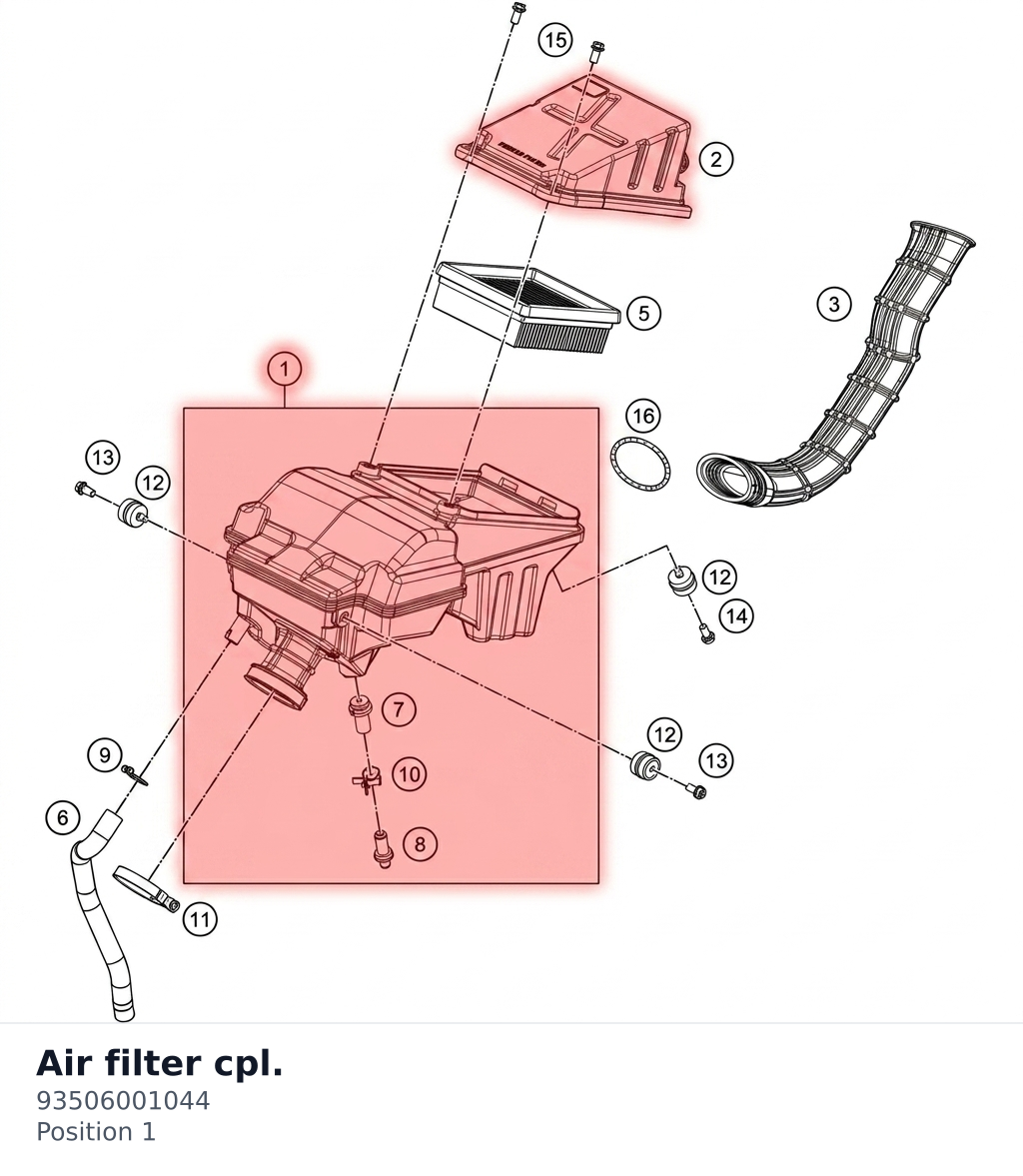 Diagram preview: Air filter cpl. (93506001044)