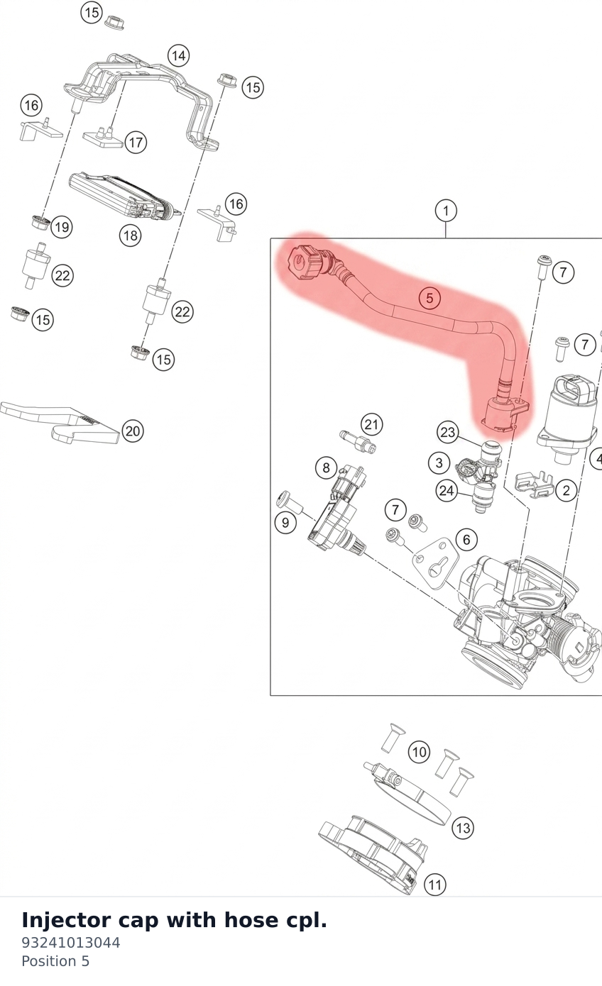 Diagram preview: Injector cap with hose cpl. (93241013044)
