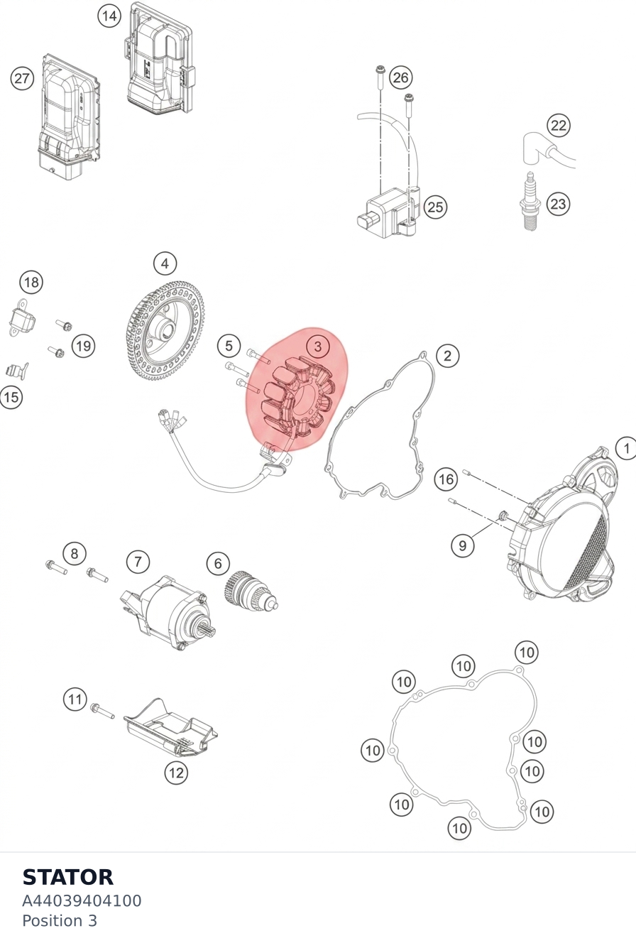 Diagram preview: STATOR (A44039404100)