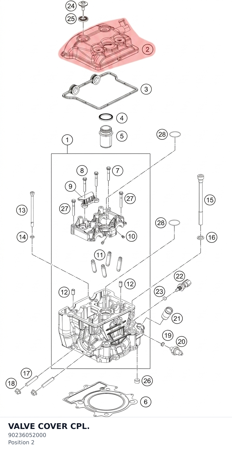 Diagram preview: VALVE COVER CPL. (90236052000)