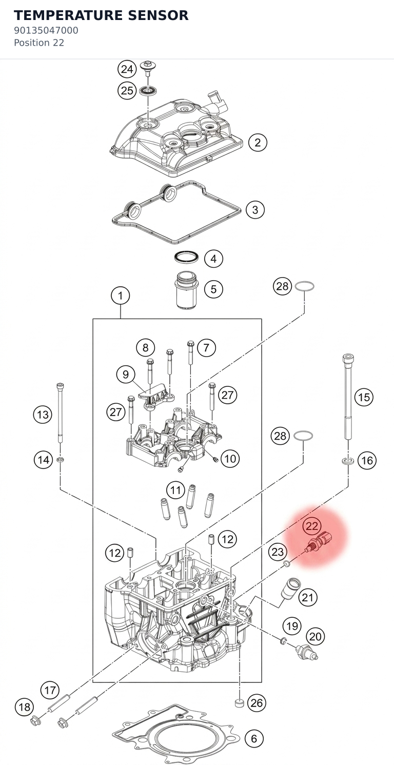 Diagram preview: TEMPERATURE SENSOR (90135047000)