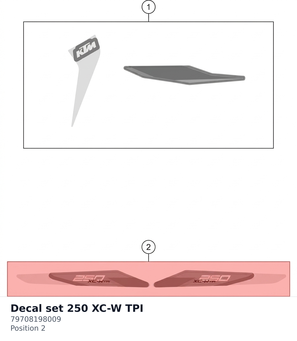 Diagram preview: Decal set 250 XC-W TPI (79708198009)