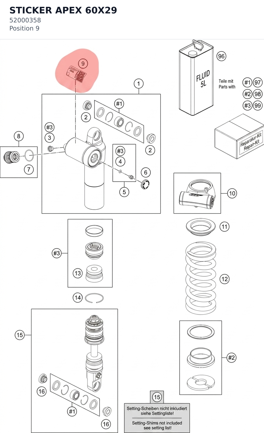 Diagram preview: STICKER APEX 60X29 (52000358)