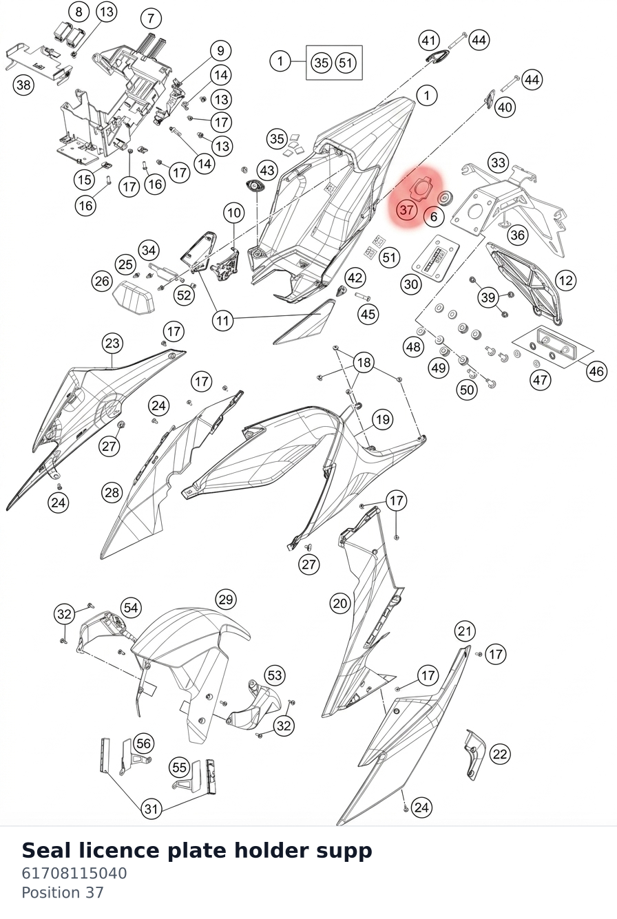 Diagram preview: Seal licence plate holder supp (61708115040)