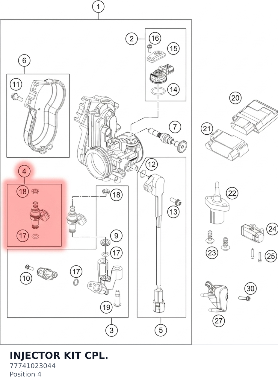 Diagram preview: INJECTOR KIT CPL. (77741023044)
