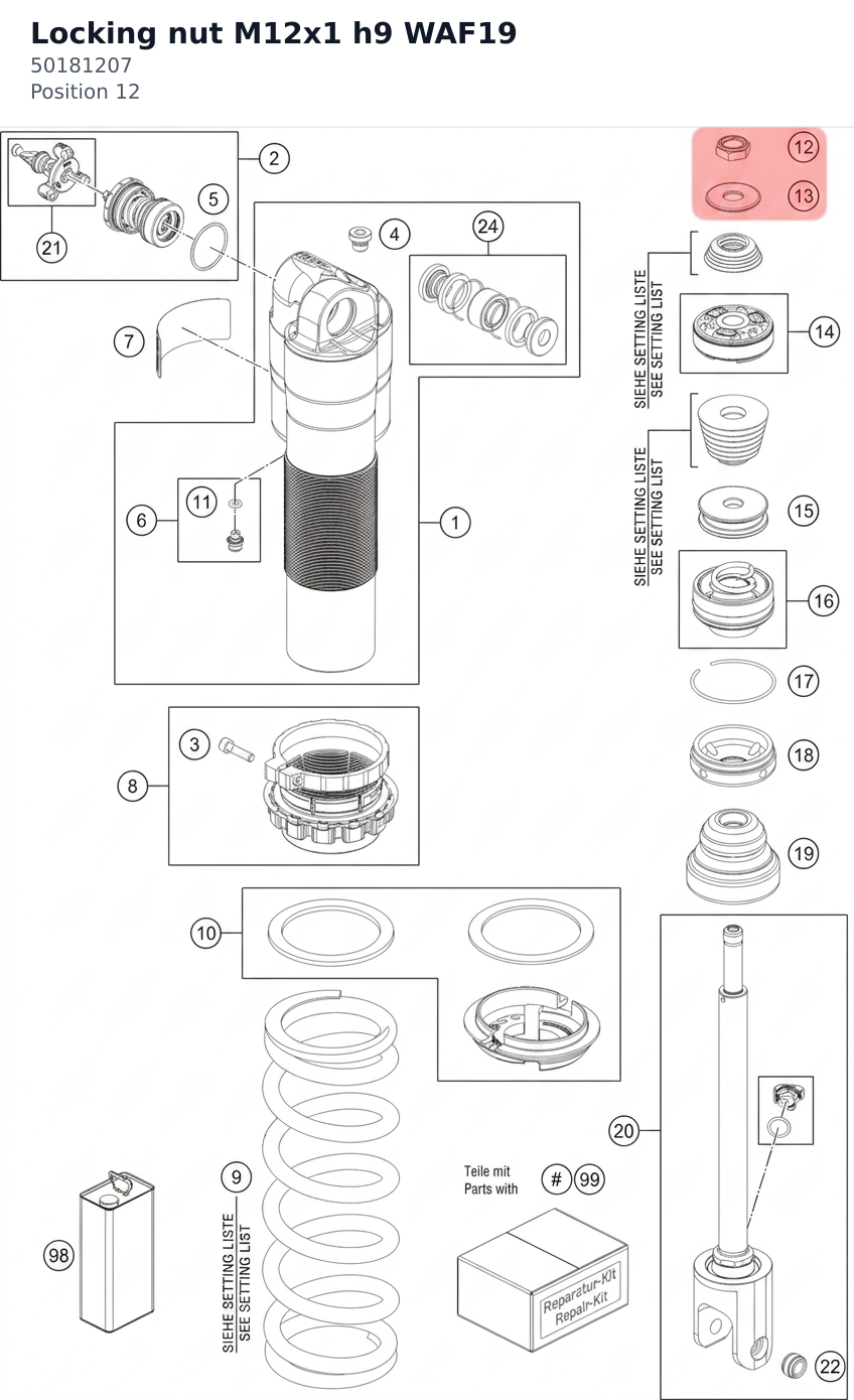 Diagram preview: Locking nut M12x1 h9 WAF19 (50181207)