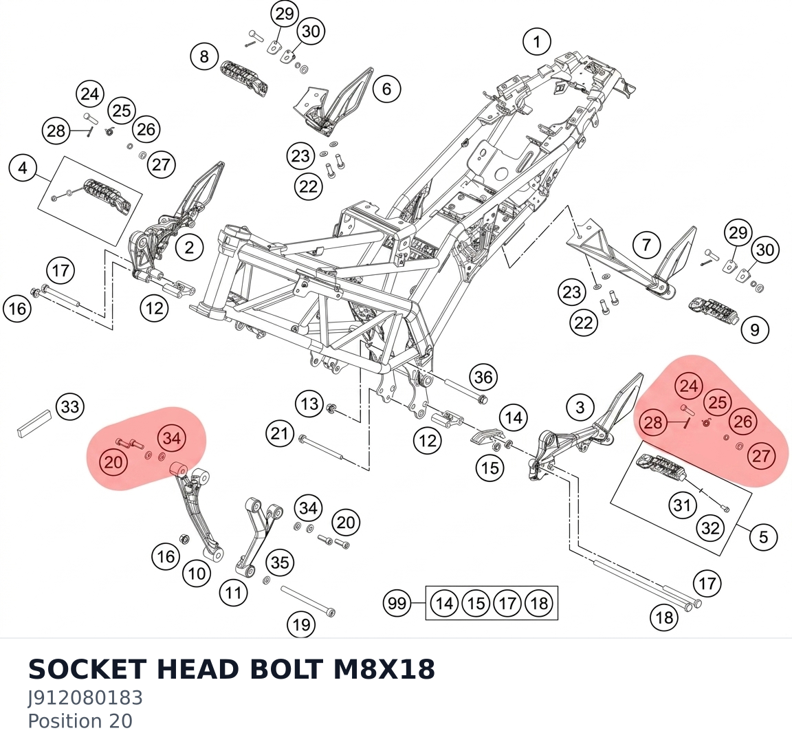 Diagram preview: SOCKET HEAD BOLT M8X18 (J912080183)
