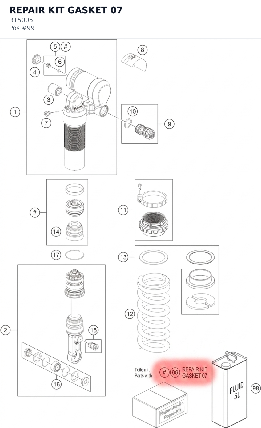 Diagram preview: REPAIR KIT GASKET 07 (R15005)