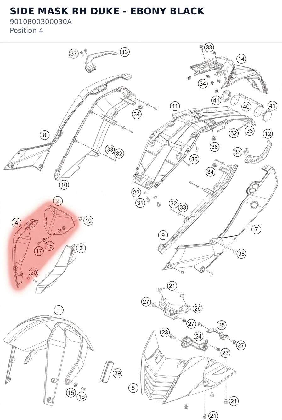 Diagram preview: SIDE MASK RH DUKE - EBONY BLACK (9010800300030A)