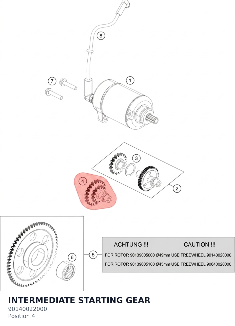 Diagram preview: INTERMEDIATE STARTING GEAR (90140022000)