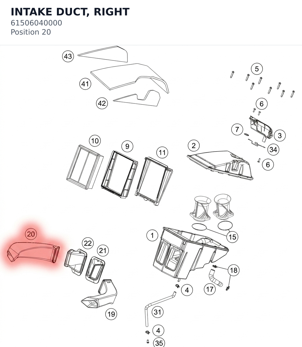 Diagram preview: INTAKE DUCT, RIGHT (61506040000)
