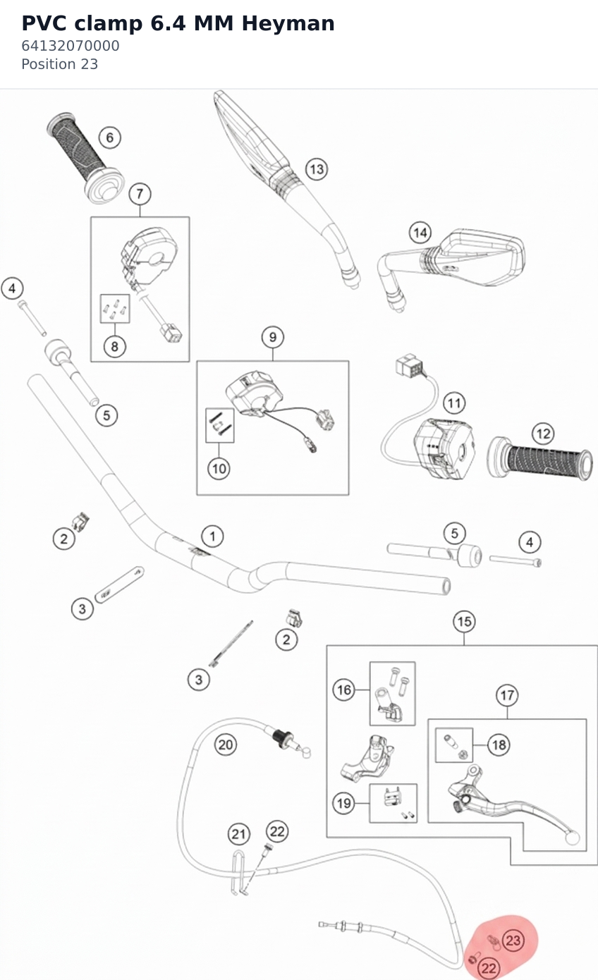 Diagram preview: PVC clamp 6.4 MM Heyman (64132070000)
