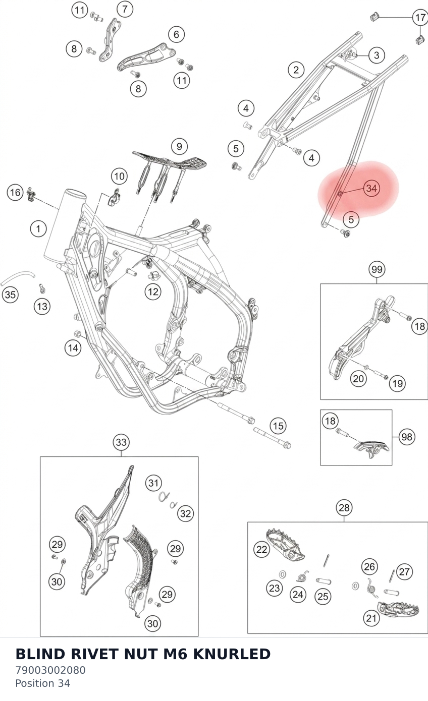 Diagram preview: BLIND RIVET NUT M6 KNURLED (79003002080)