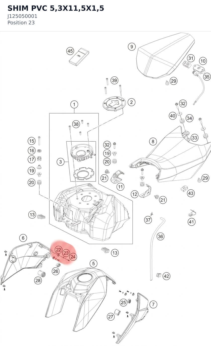 Diagram preview: SHIM PVC 5,3X11,5X1,5 (J125050001)