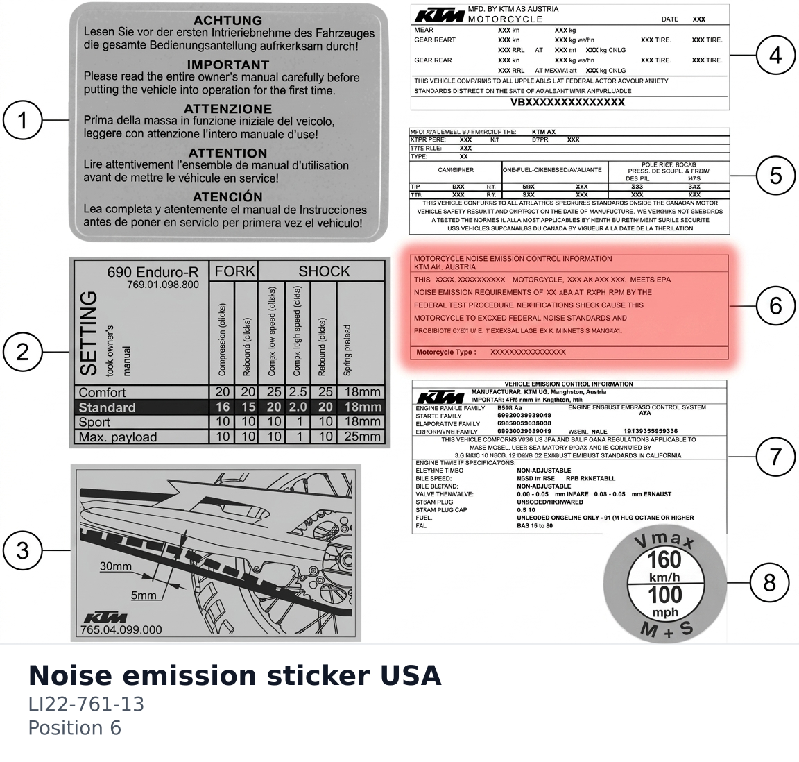 Diagram preview: Noise emission sticker USA (LI22-761-13)