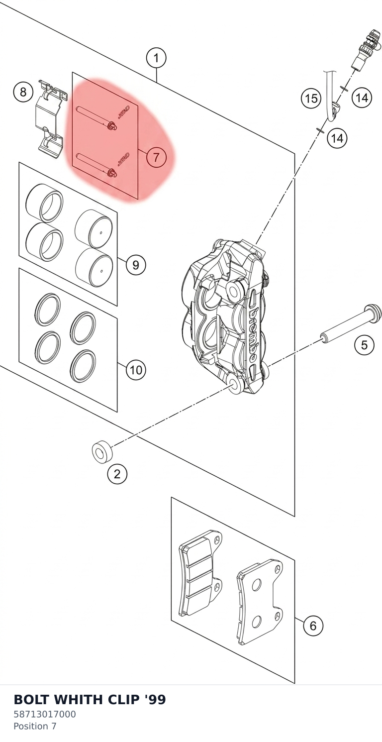 Diagram preview: BOLT WHITH CLIP '99 (58713017000)
