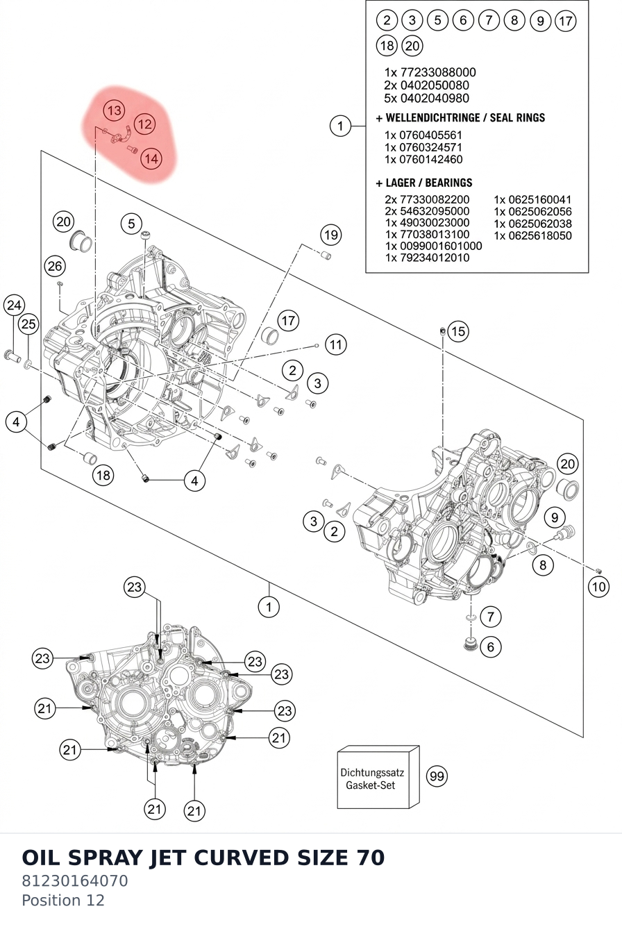 Diagram preview: OIL SPRAY JET CURVED SIZE 70 (81230164070)
