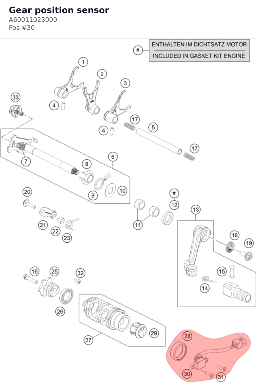 Diagram preview: Gear position sensor (A60011023000)